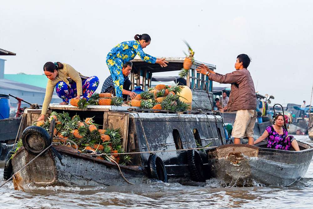 Le marché flottant de Cai Rang à Can Tho au Vietnam